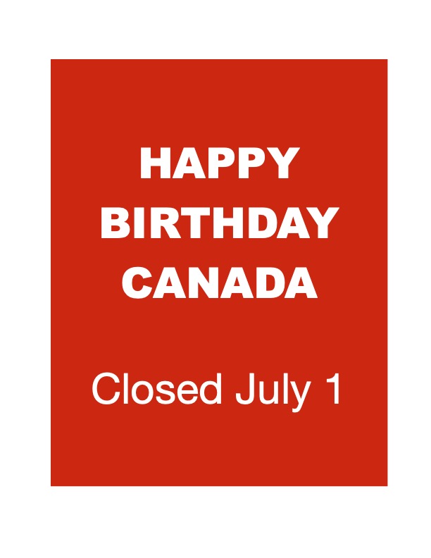 Closed canada day july 1, 2026